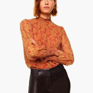 Aritzia Wilfred Valencia Blouse - M - High Neck Long-Sleeve Floral Print